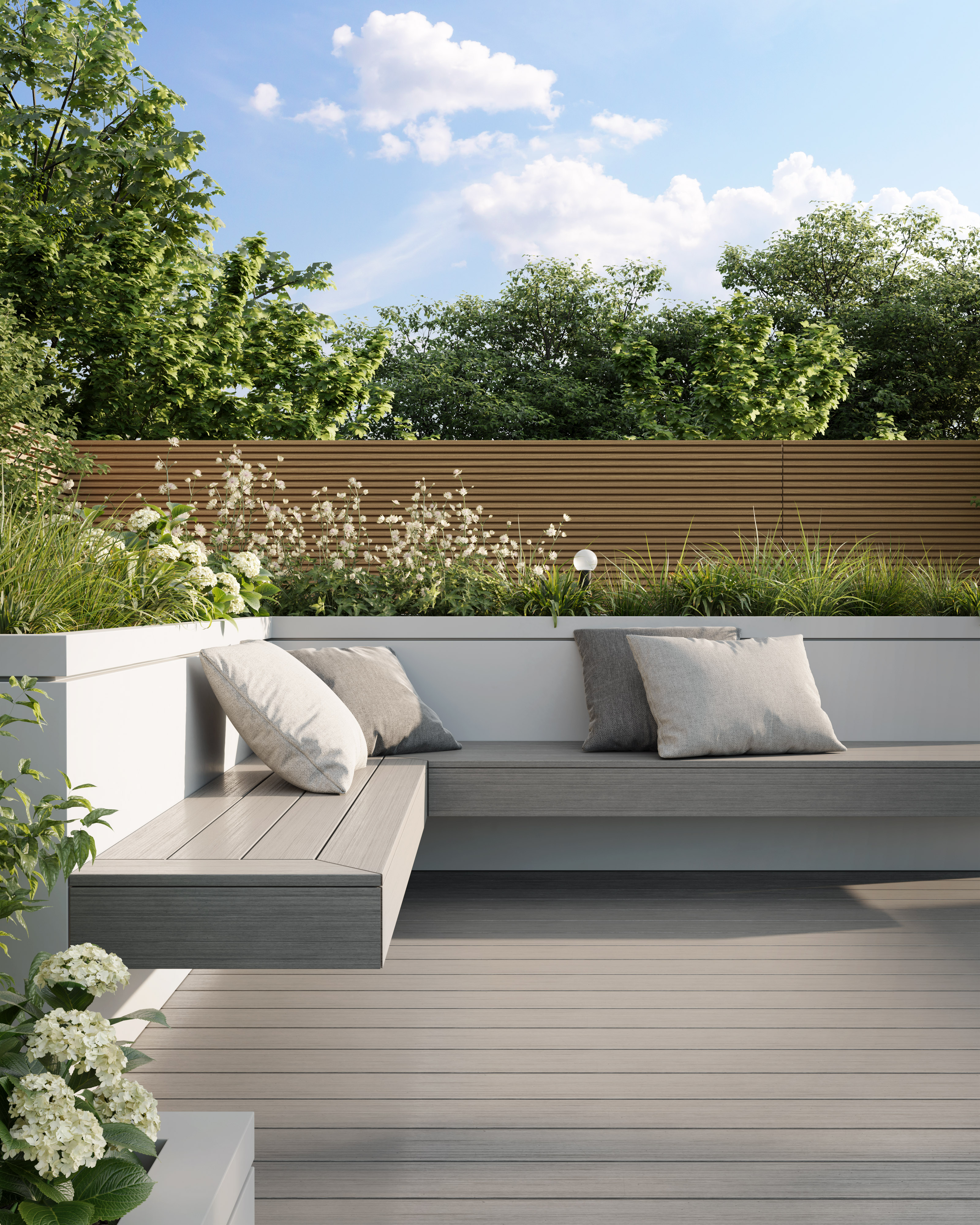 Ecoscape Linea Composite Decking Granite Lifestyle2